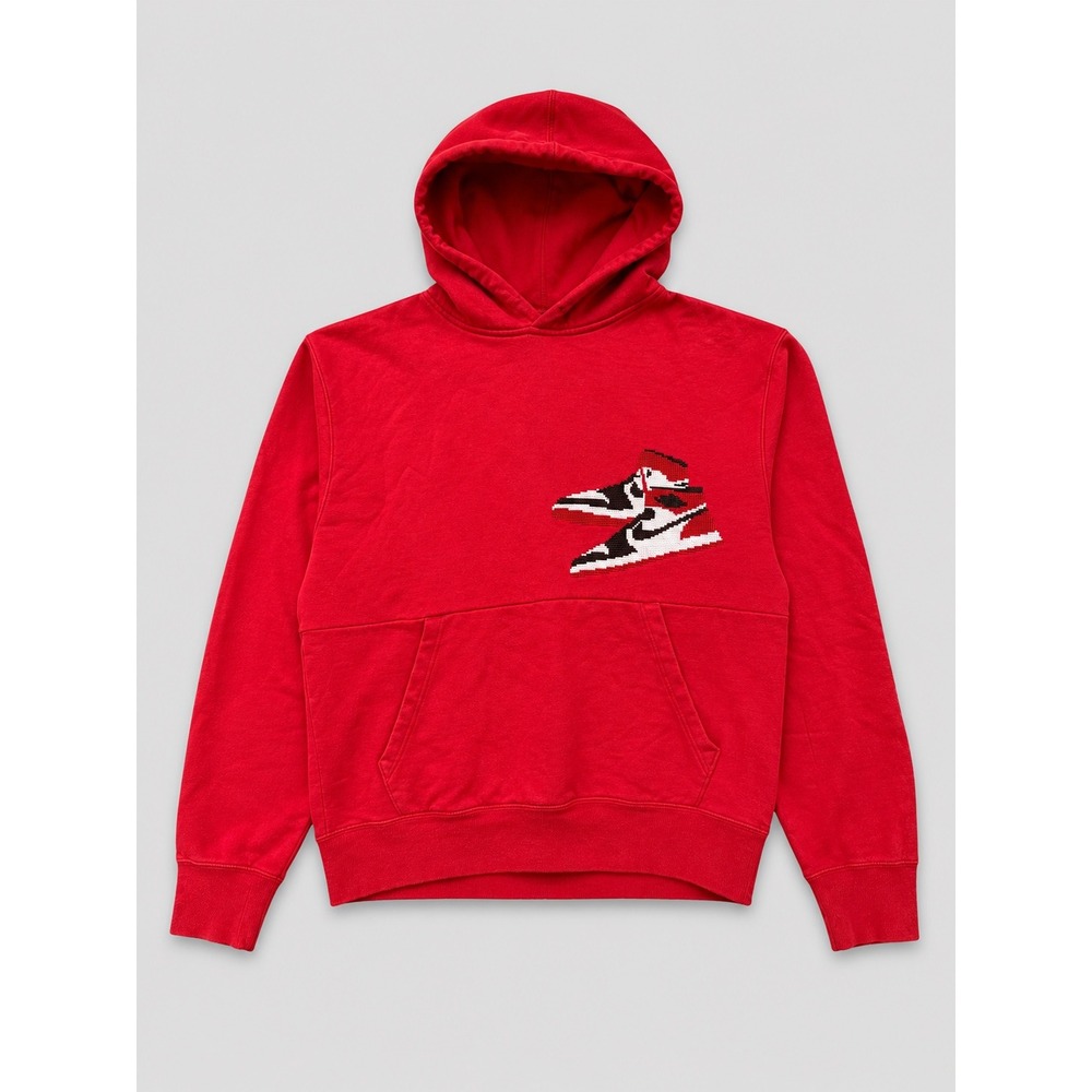 Jordan Mens Red Air Jordan‎ 1 Sneaker Graphic Hoodie Jumpman Logo Small